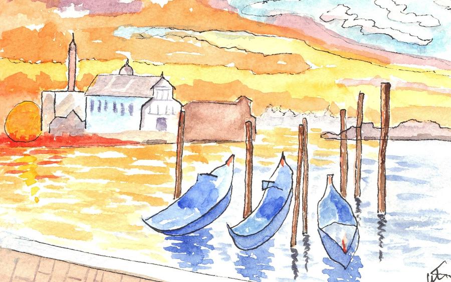Venice Postcard Painting by Warren Thompson