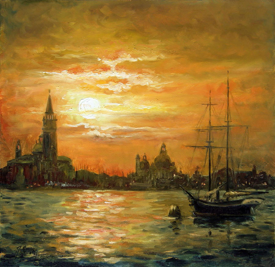 Venice sunset - San Giorgio Painting by Irek Szelag