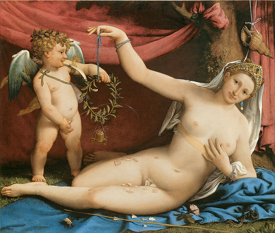 Lorenzo Lotto Painting - Venus and Cupid by Lorenzo Lotto