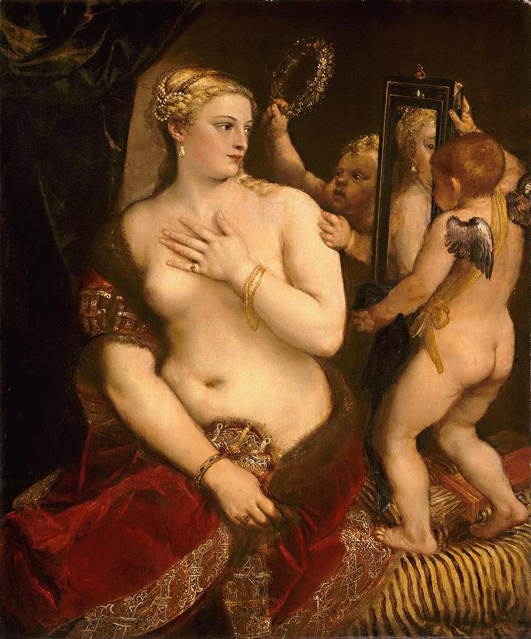 Titian Painting - Venus with a Mirror by Titian