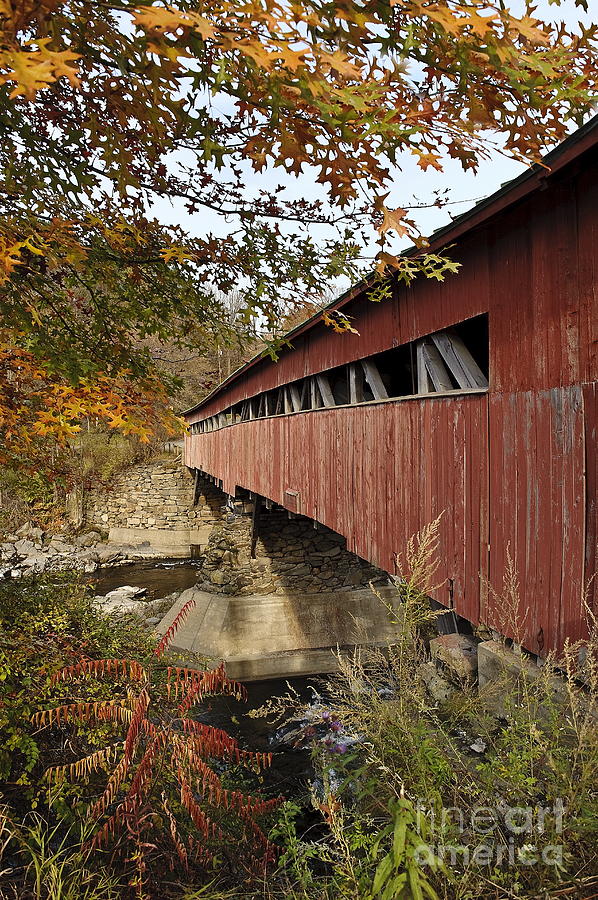 Fall Photograph - Vermont Covered Bridge by John Greim
