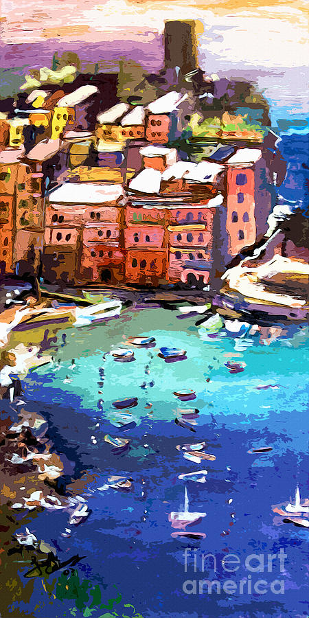 Vernazza Italy Cinque Terre Seaside  Painting by Ginette Callaway