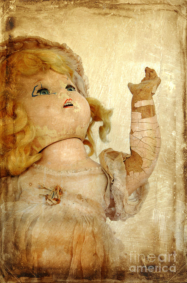 Very Old Doll with Cracked Face Looking Up Photograph by Jill Battaglia