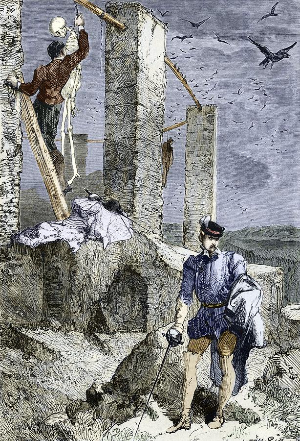 Gallows Photograph - Vesalius Stealing A Skeleton, Artwork by Sheila Terry