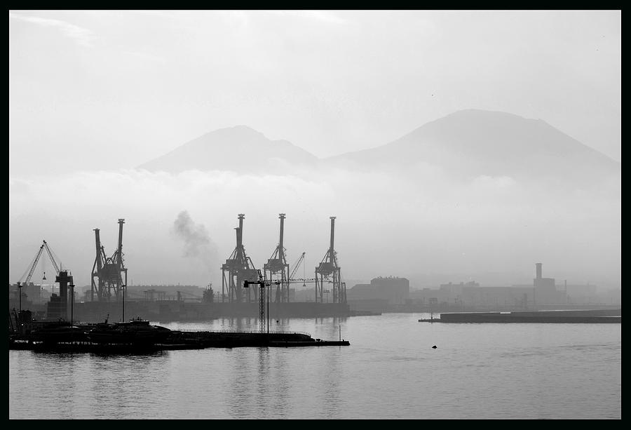 Black And White Photograph - Vesuvius In The Mist. by Terence Davis