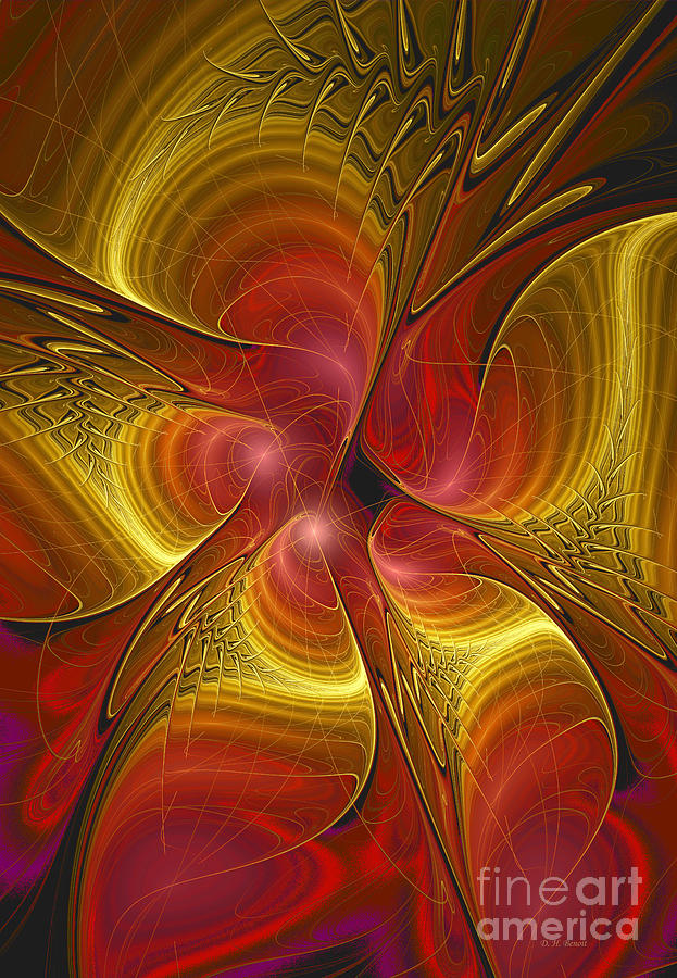 Vibrant Abstract Flower Digital Art by Deborah Benoit