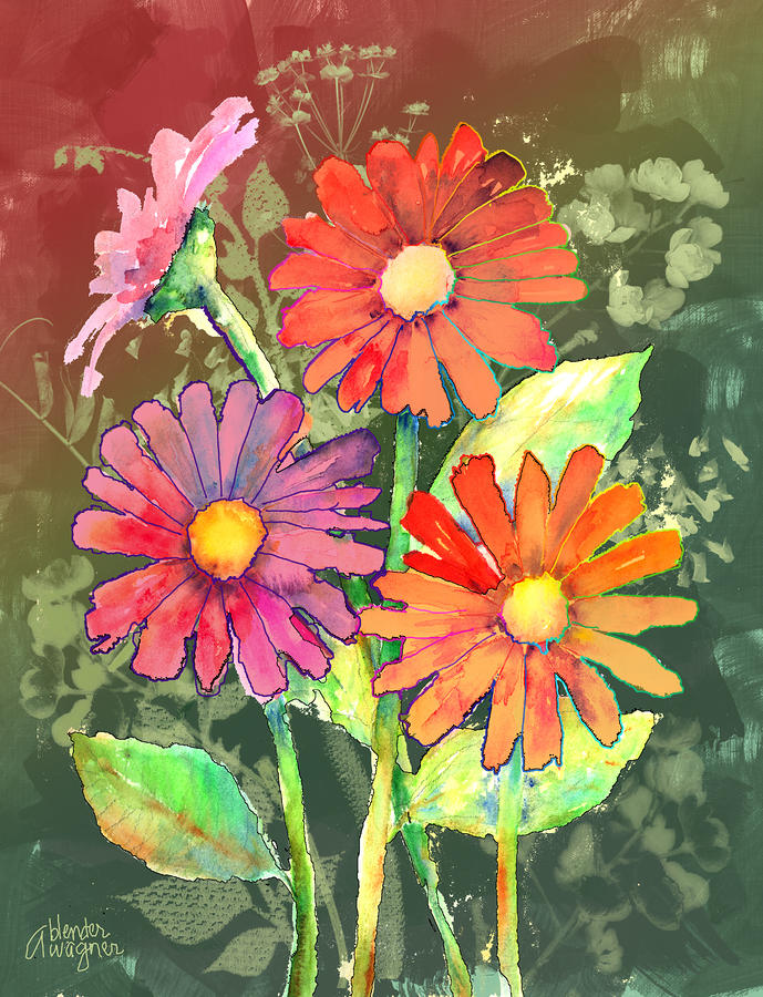 Vibrant Flowers Mixed Media by Arline Wagner