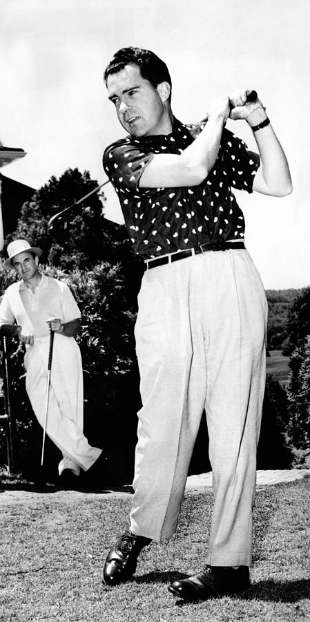 Vice President Richard Nixon Golfing Photograph by Everett
