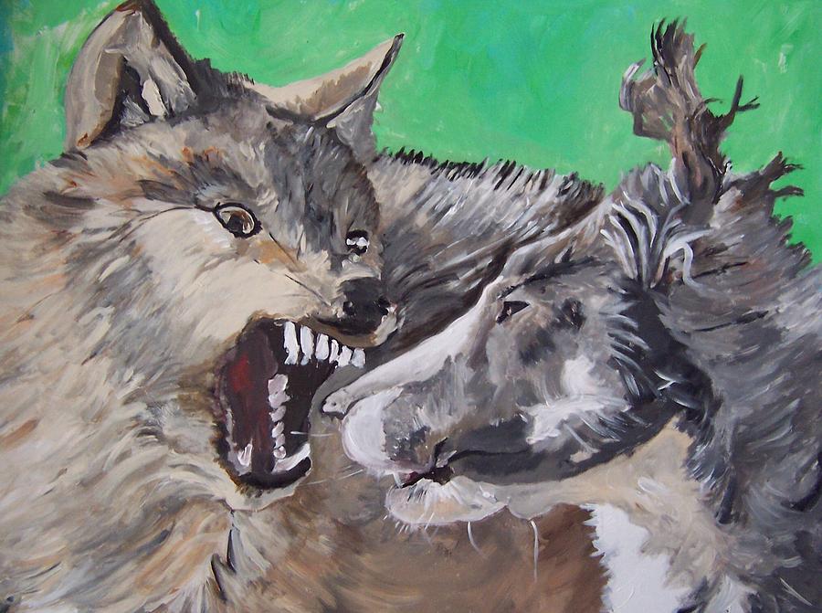 Wolves Painting - Vicious Rumors by Krista Ouellette