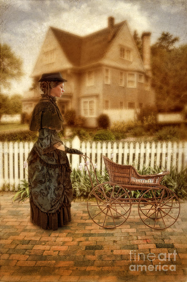 Victorian Lady with Baby Buggy Photograph by Jill Battaglia