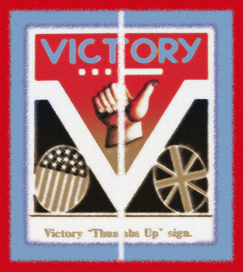 Vintage Photograph - Victory Sign Diptych by Steve Ohlsen