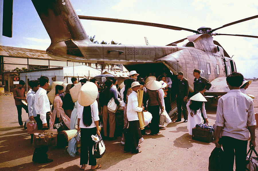 Helicopter Photograph - Vietnam War, South Vietnamese Villagers by Everett