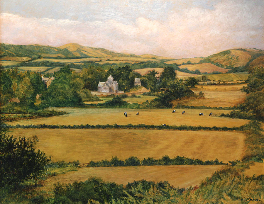Nature Painting - View from Knowle Hill in Church Knowle Purbeck Ridgeway  Dorset England  by Ethel Vrana