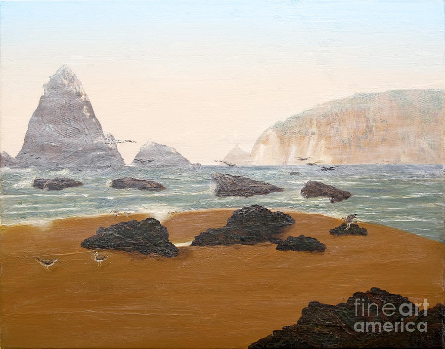 View from Luffenholtz Beach Painting by L J Oakes