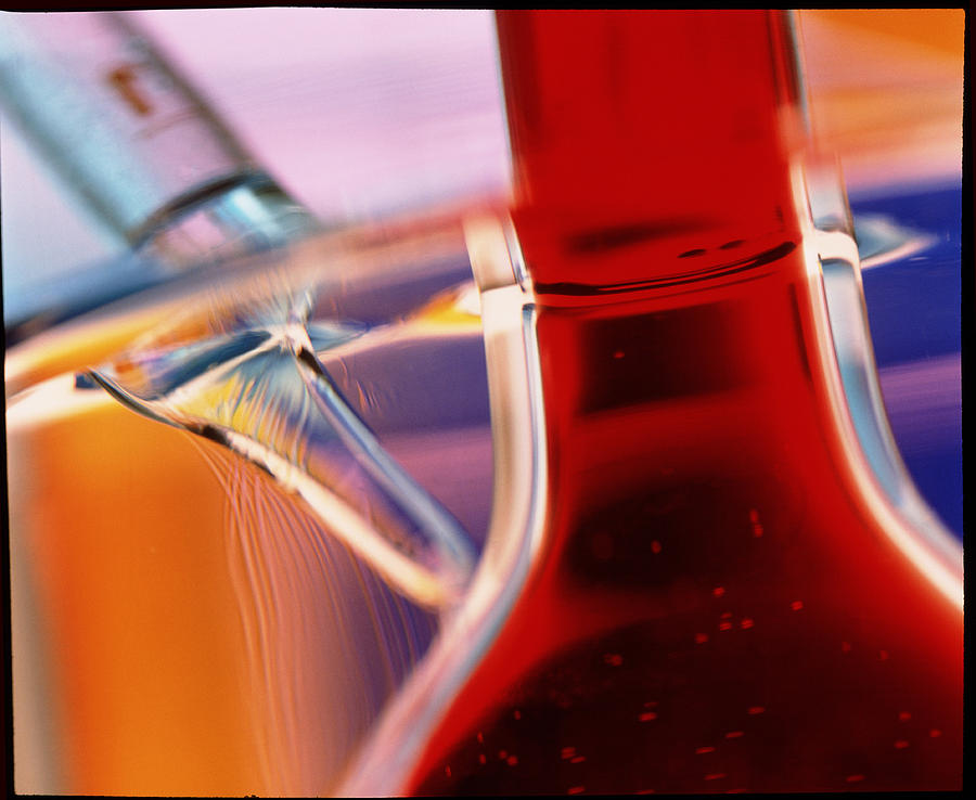 Laboratory Photograph - View Of A Volumetric Flask And Other Glassware by Chris Knapton