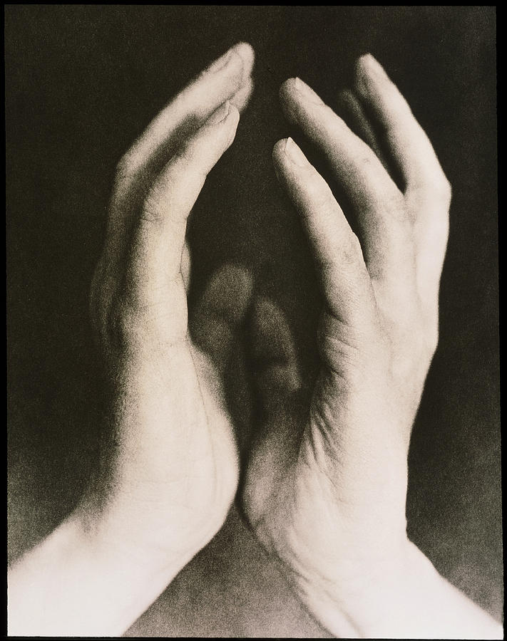 Black And White Photograph - View Of A Womans Hands Held Together by Cristina Pedrazzini