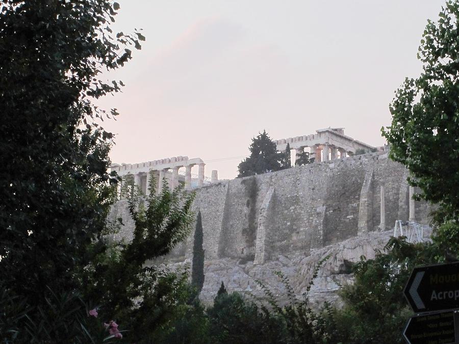 View of Ancient Parthenon Acropolis from Down Below in Athens Greece Photograph by John Shiron