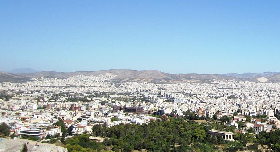 View of Athens II from High Above on Acropolis Hilltop in Athens Greece Photograph by John Shiron