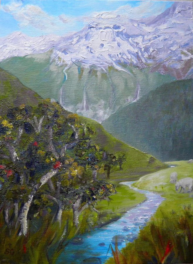 View of Chinamans Bluff NZ Painting by Sharon Casavant
