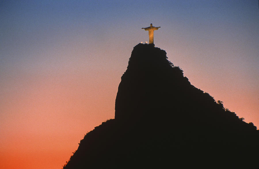 Sunset Photograph - View of Christ the Redeemer  by Anonymous