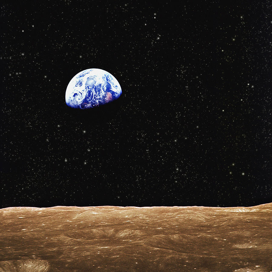 View Of Earth From The Moons Surface Photograph by Design Pics