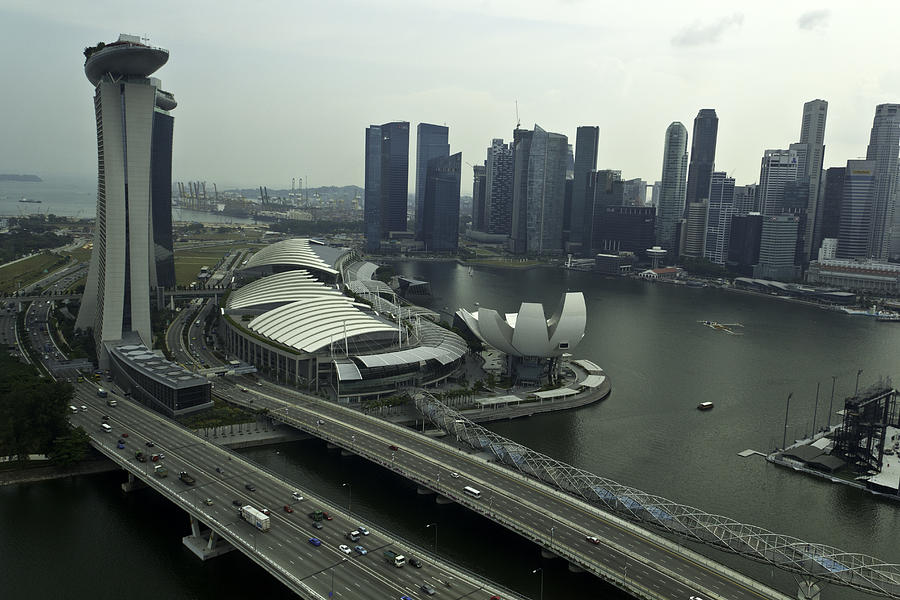Car Photograph - View of Marina Bay Sands and other buildings from the Singapore  by Ashish Agarwal