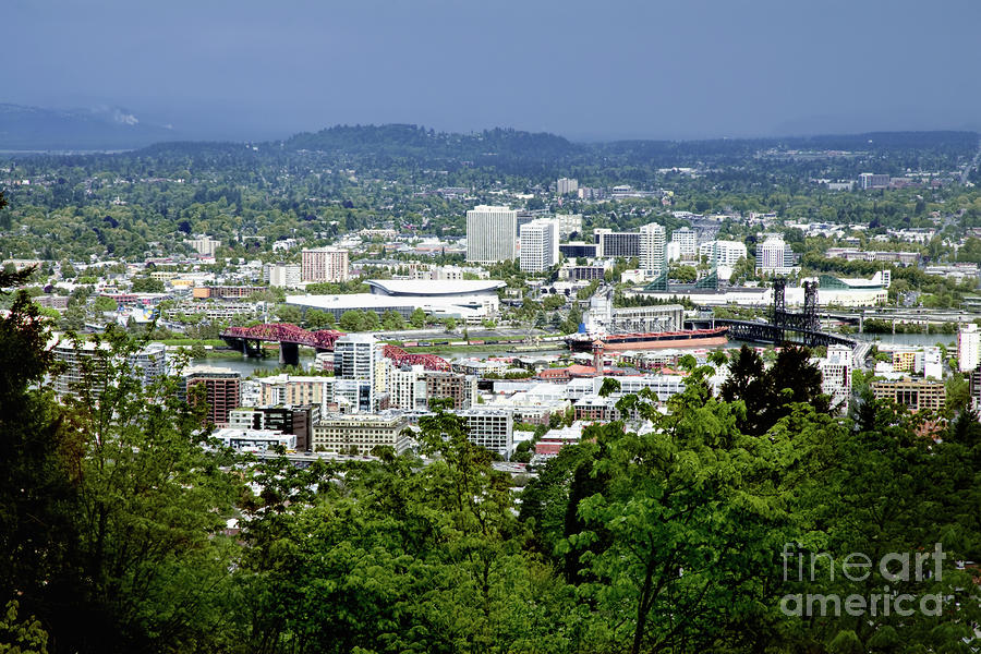 View of Portland Oregon from Pittock Mansion  Photograph by Sherry  Curry
