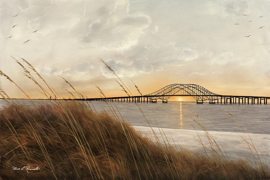 View of the Captree Bridge Painting by Diane Romanello