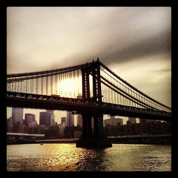Sunset Photograph - View Of The Manhattan Bridge From The by Arnab Mukherjee