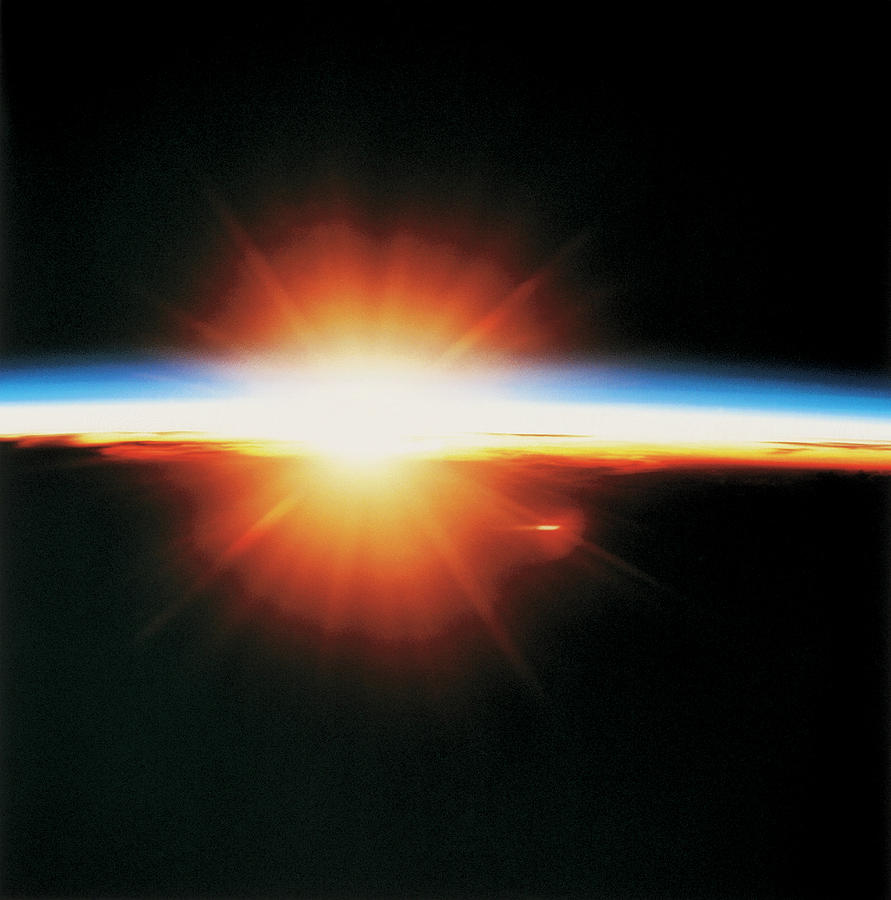 Space Photograph - View Of The Sunrise From Space by Stockbyte