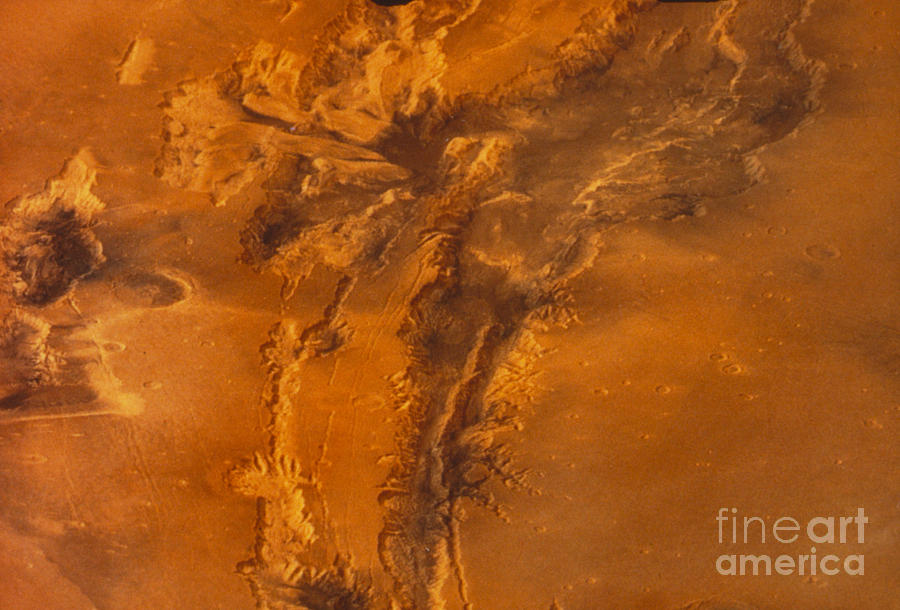 View Of The Valles Marineris Canyon Photograph by U.S. Geological Survey