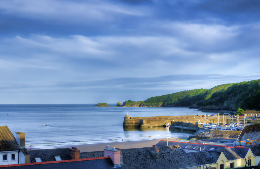 View Over Saundersfoot Harbour Painted Photograph by Steve Purnell