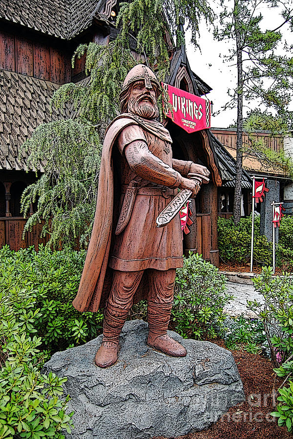 Viking Statue Norway Pavilion EPCOT Walt Disney World Prints Poster Edges Digital Art by Shawn OBrien