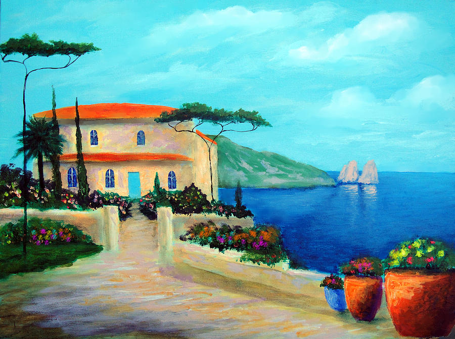 Villa Of Amalfi Painting by Larry Cirigliano