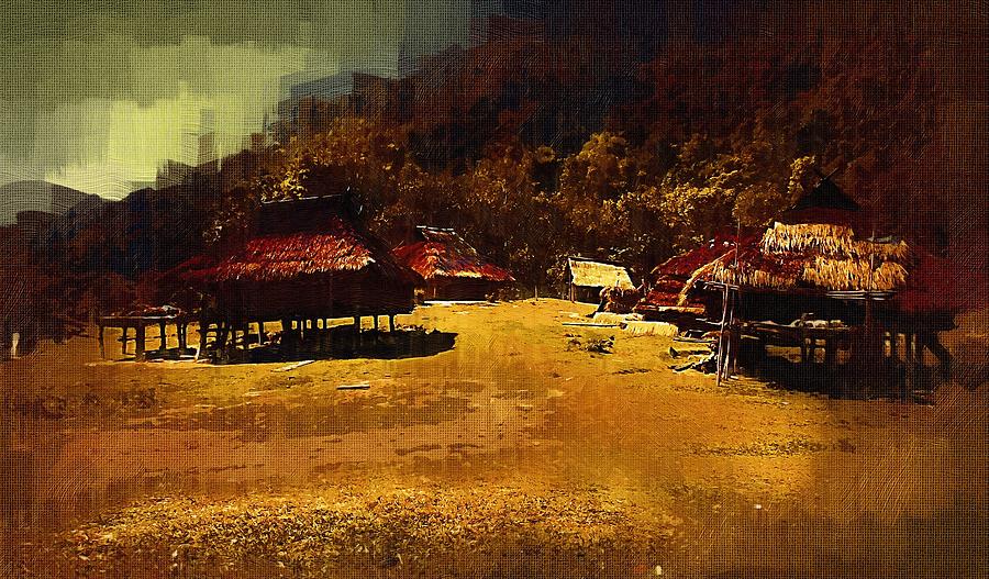 Straw Digital Art - Village in Northern Burma by Fran Woods