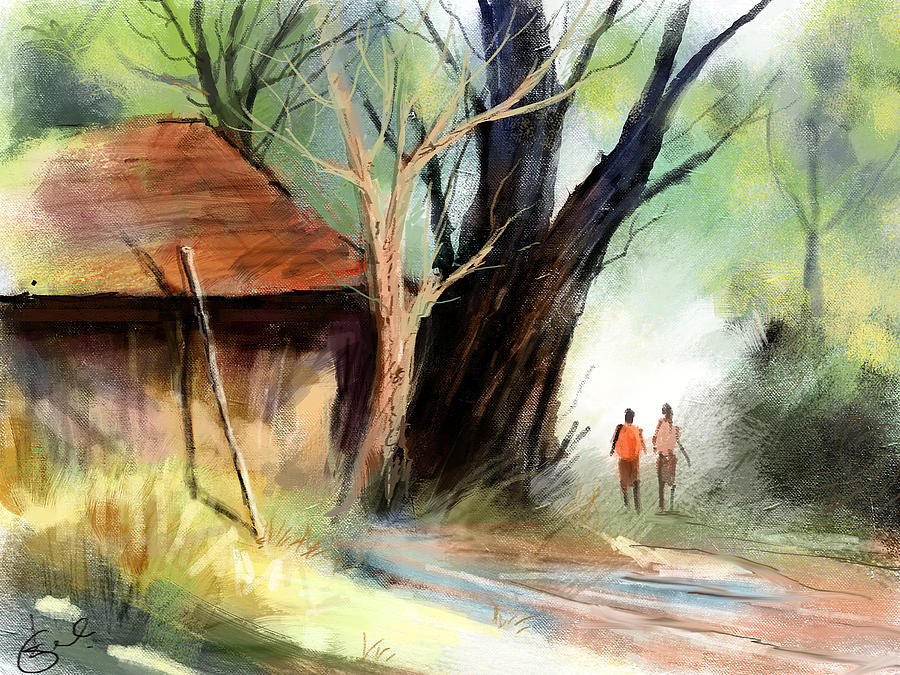 village digital painting