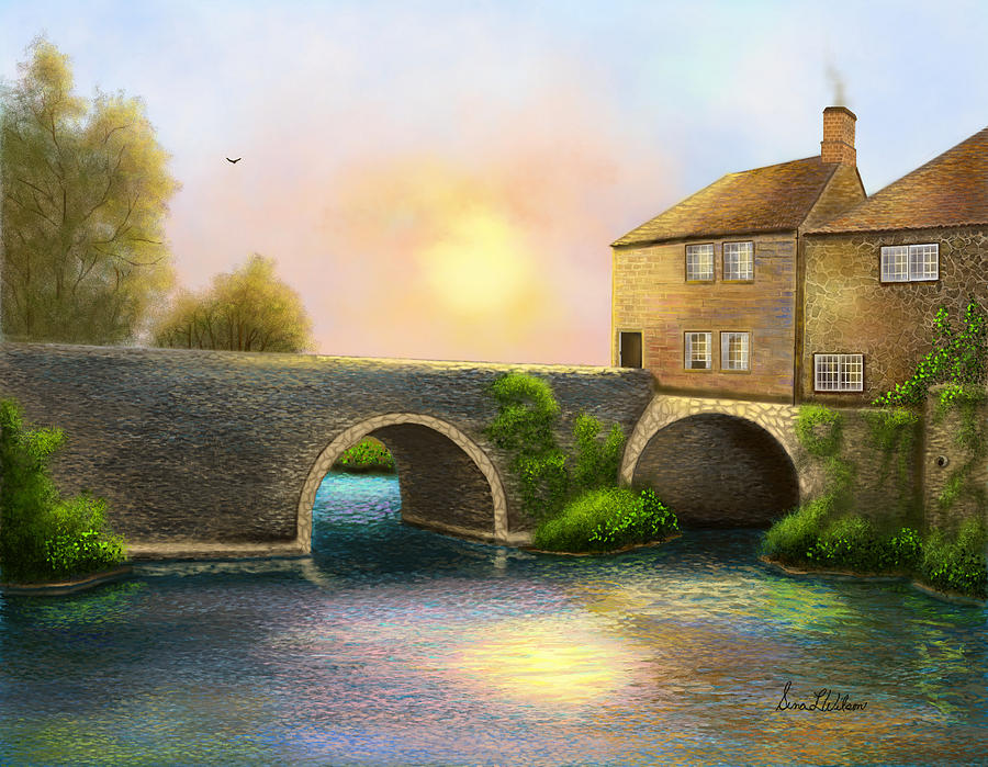 Village on the River Painting by Sena Wilson