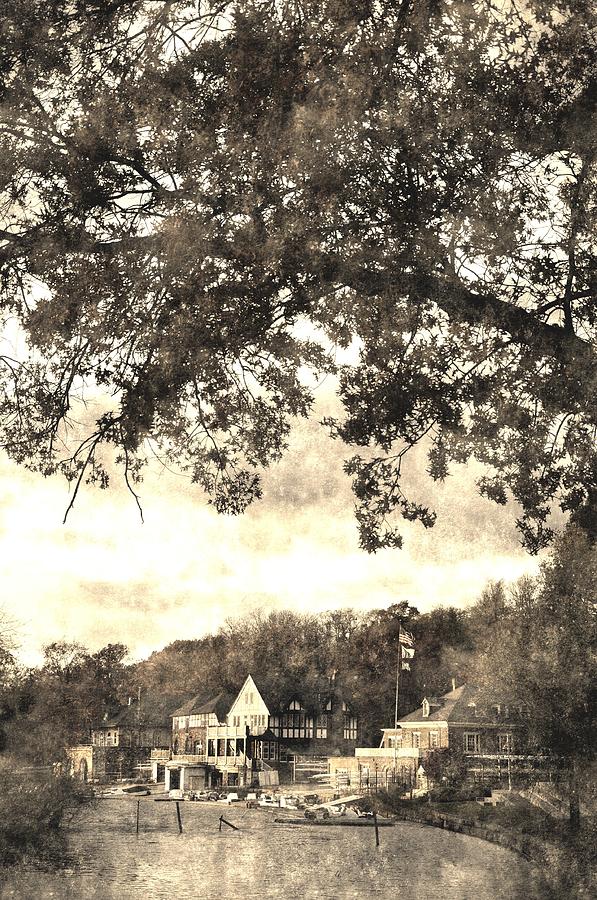 Vintage Boathouse Row Digital Art by Andrew Dinh