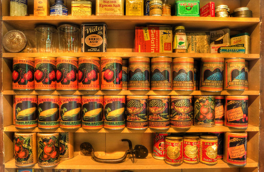 Vintage Canned Goods - General Store Vintage Supplies - nostalgia Photograph by Lee Dos Santos