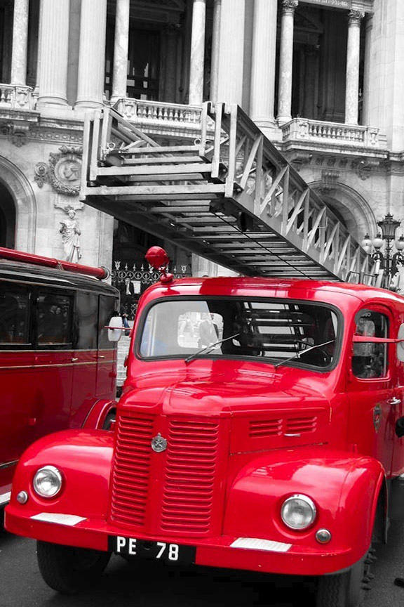 Vintage Fire Truck Duo Tone Photograph by Tony Grider