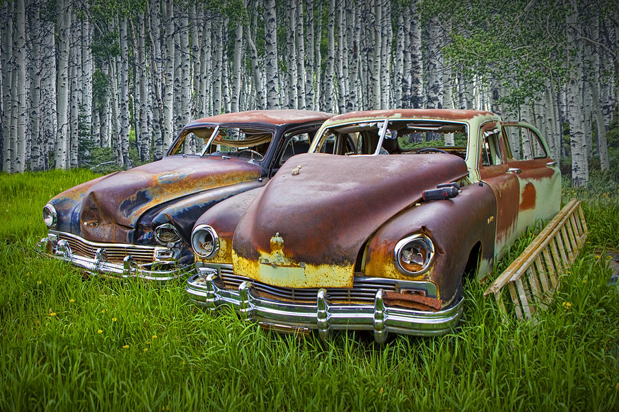 Vintage Frazer Auto Wrecks Photograph by Randall Nyhof