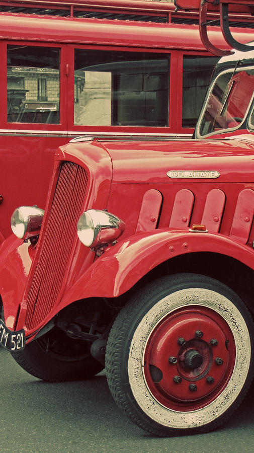 Truck Photograph - Vintage French Delahaye Fire Truck  by Tony Grider