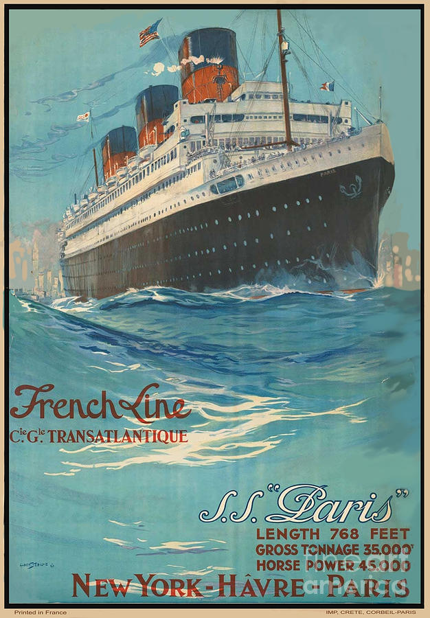 French Line Art Deco 1930s Cruise Liner A3 vintage retro travel posters #3