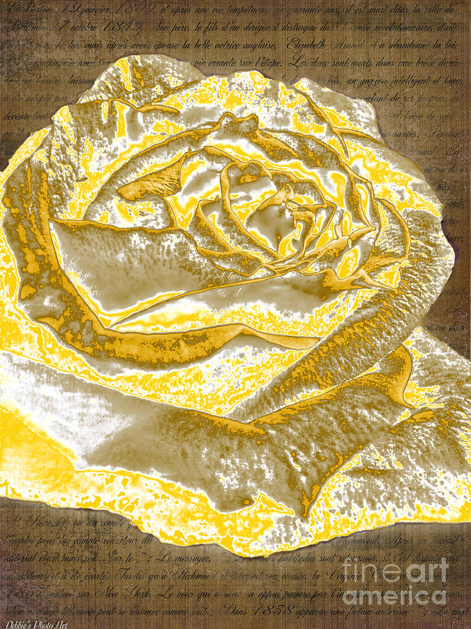 Vintage Gold rose Digital Art by Debbie Portwood