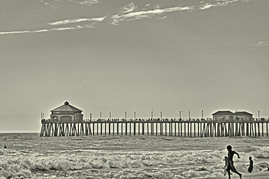 vintage HB Pier Photograph by Lauren Serene