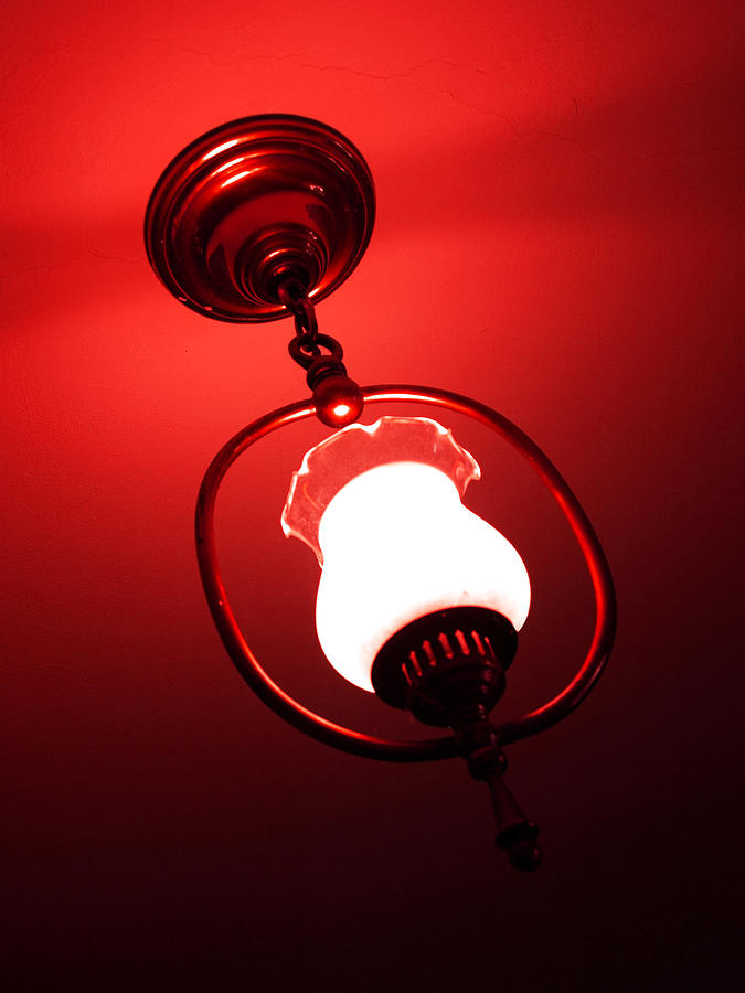 Vintage Lamp in Crimson Photograph by Katherine Huck Fernie Howard
