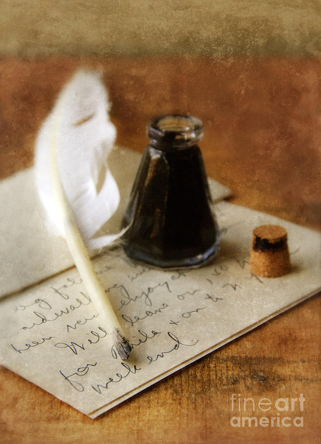 vintage letter and quill pen jill battaglia
