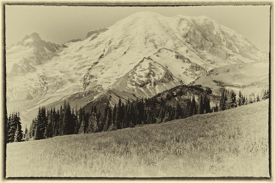 Vintage Mount Rainier Photograph by David Patterson