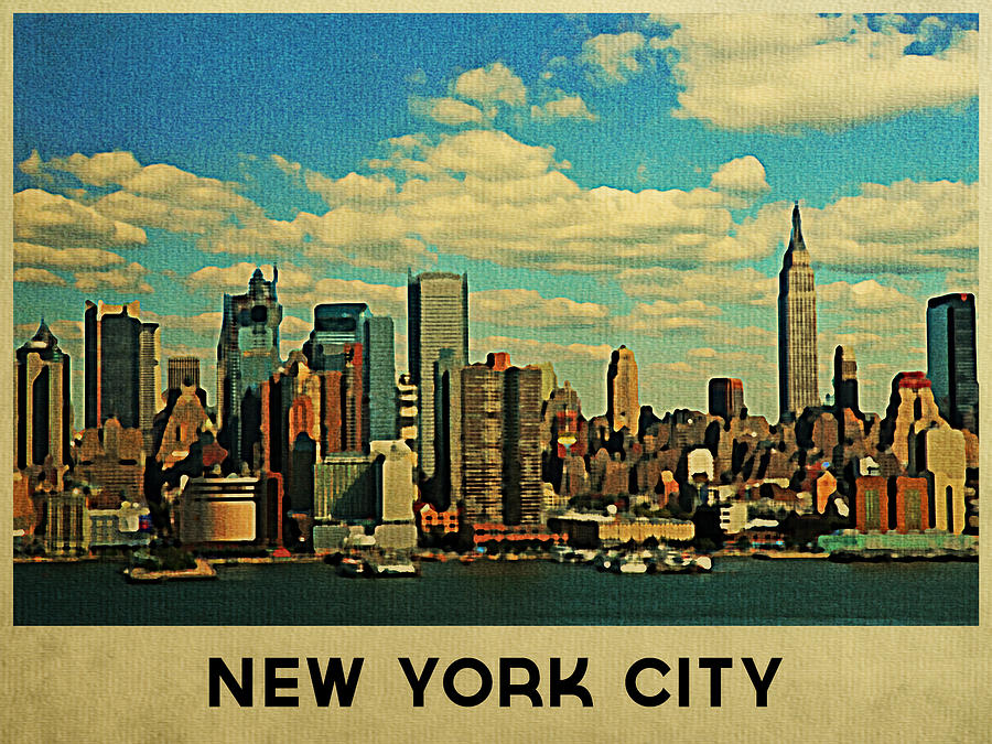 Vintage New York City Skyline by Flo Karp