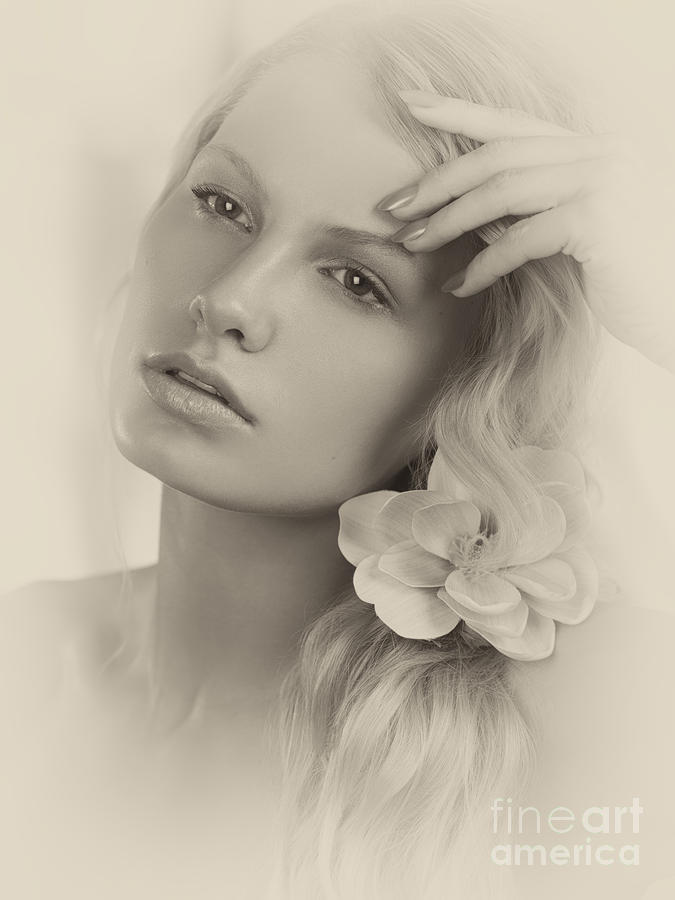 Vintage Portrait of a Beautiful Young Woman Photograph by Maxim Images Exquisite Prints